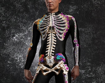 Mens Halloween Bodysuit, Halloween Costume Men Unique, Halloween Costume,Skeleton Halloween Costume, Halloween Bodysuit, Sexy Adult Costume