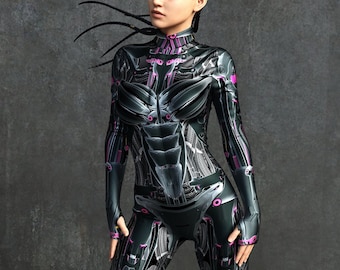 Robot Costume Women, Cyber Costumes For Women, Robot Costume Women, Festival Bodysuit, Robot Bodysuit, Robot Catsuit, Cyborg Costume Women