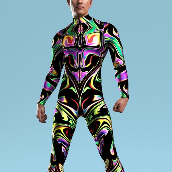 Male Bodysuit, Rave Bodysuit Men, Festival Male Costume, Male Costume, Sexy Bodysuit Men, Adult Rave Costume, Psychedelic Bodysuit, Men Wear