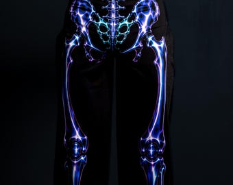 Groovy Skeleton Male Cuff Pants: Cuffed Skeleton Pants, Halloween Festival Wear
