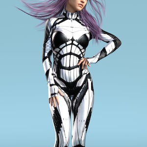 Cosplay Halloween Costume, Cyberpunk Bodysuit Woman, Robot Costume, Cyberpunk Halloween Costume, Sci-Fi Costume Women, Futuristic Costume