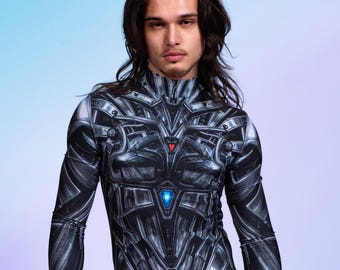 Tech Cyber Rave Costume for Men – Futuristic Festival Outfit, EDM Dancewear, Techno Party Costume