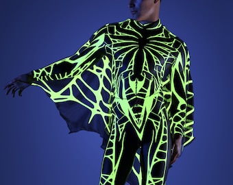 UV Reflective Men Wings, Party Festival Wings, Men Rave Disco Wings, Neon Light Unique Wings, Festival Costume Man, Spider Sexy Wings Man