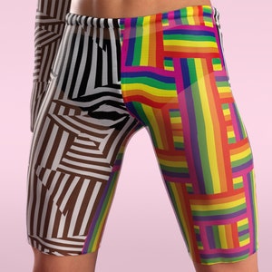 Pastel Rainbow Shorts for Women, High Waisted Short Leggings