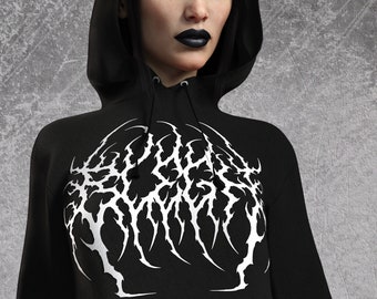 Death Metal Hoodie, Typography Hoodie, Unique Hardcore Black Hoodie, Gen Z Memes Sweatshirt, Gothic Hoodie For Men Women, Black Metal Hoodie