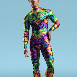 Male Bodysuit, Rave Bodysuit Men, Music Festival Costume, Male Costume, Bodysuit Men, Adult Rave Costume, Psychedelic Bodysuit, Men Wear