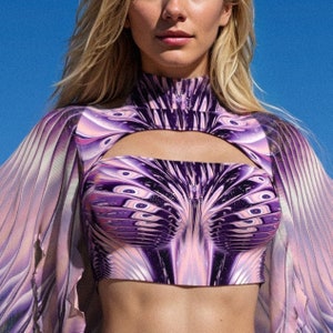 Rave Crop Top Women, Festival Party Top, Festival Clothing, Women Rave Top, Woman Outfit, Rave Outfit, Disco Top, Psychedelic Woman Clothing