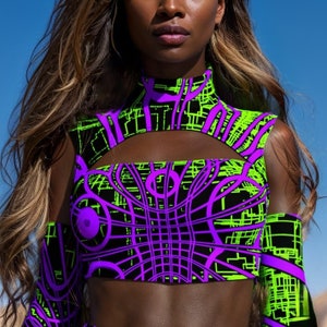 Festival Disco Party Top, Rave Cutout Top, Burning Man Festival Top, Rave Party Crop Top, Cutout Rave Top, Disco Top, Rave Outfit Woman
