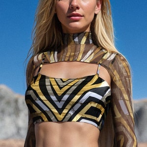 Festival Top Woman, Mesh Party Top, Burning Man Top Woman, Rave Shrug Top, Rave Outfit Woman, Disco Party Top, Psychedelic Festival Top