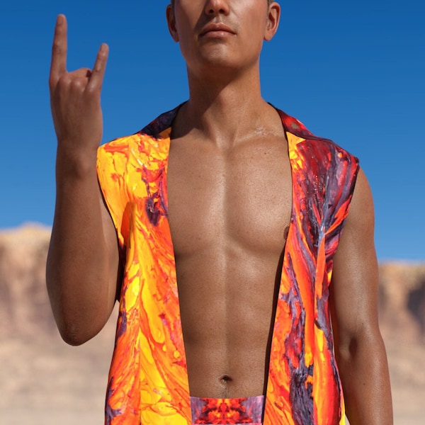 Festival Male Vest, Performance Vest, Party Rave Vest, Pool Party Male Vest, Music Festival Vest, Psychedelic Men Vest, Festival Men Outfit