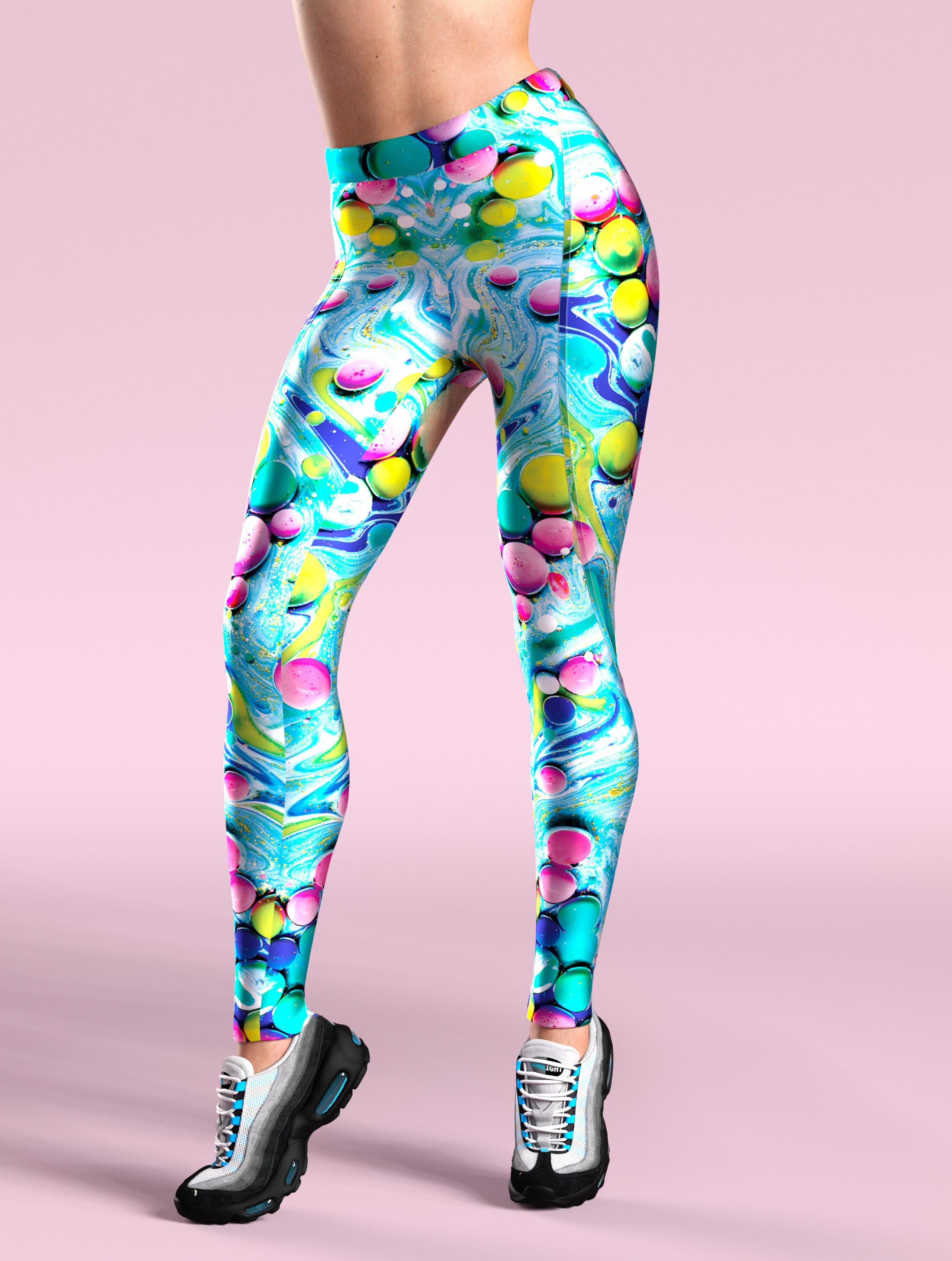 Bubble Print Leggings Colorful Crossfit 