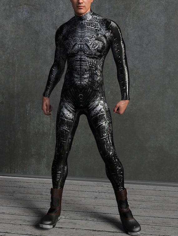 Men's Superhero Costume Black Halloween Lycra Spandex Full Body
