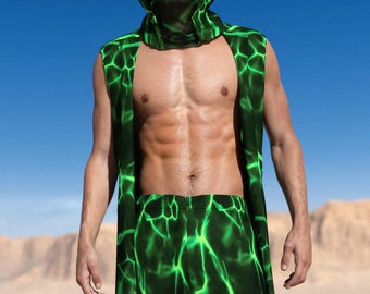 Asymmetrical Rave Vest Men: Psychedelic Festival Outfit