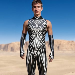Rave Bodysuit Men, Sleeveless Male Rave Costume, Festival Men Romper, Performance Costume Men, Festival Disco Jumpsuit, Rave Outfit Man