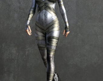 Nefertina Mummy Costume: Women's Halloween Full Bodysuit Cosplay