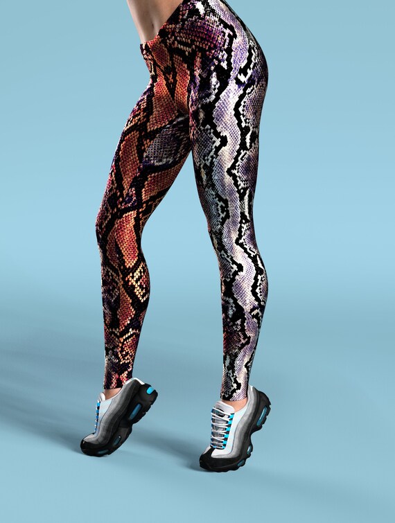 Red Hot Yoga Set Snake Print Leggings 