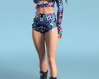 Festival Set Woman, Rave Shorts, Rave Top, Rave Gloves, Rave Outfit, Rave Wear, Festival Wear, Pole Dance Outfit, Rave Gear, Festival Gear