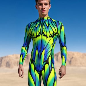 UV Light Costume Man, Performance Costume Man, Neon Costume Men, Festival Costumes Men, Rave Bodysuit Man, Festival Bodysuit, Rave Outfit image 4