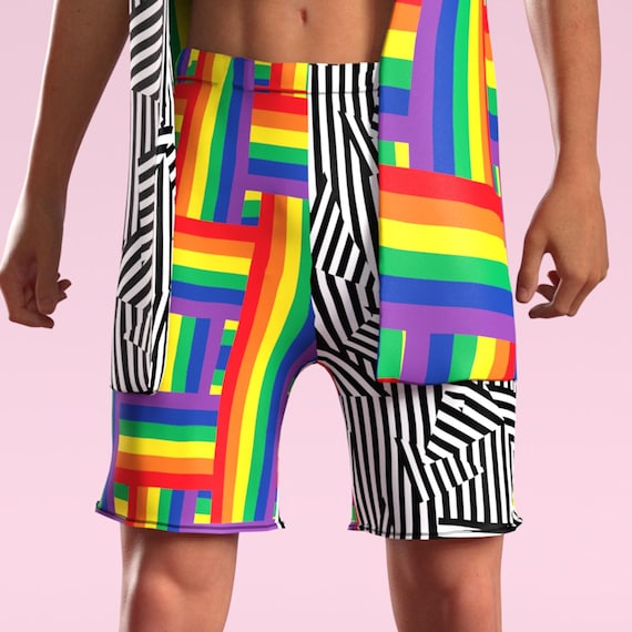 Rainbow Pride Shorts: Men's Rave Biker Shorts, LGBTQ Apparel