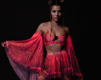 Angel Set, UV Psychedelic Set, Trippy Rave Set, Festival Outfit For Women, Festival Fashion, UV Festival Clothing, UV Festival Sexy Set