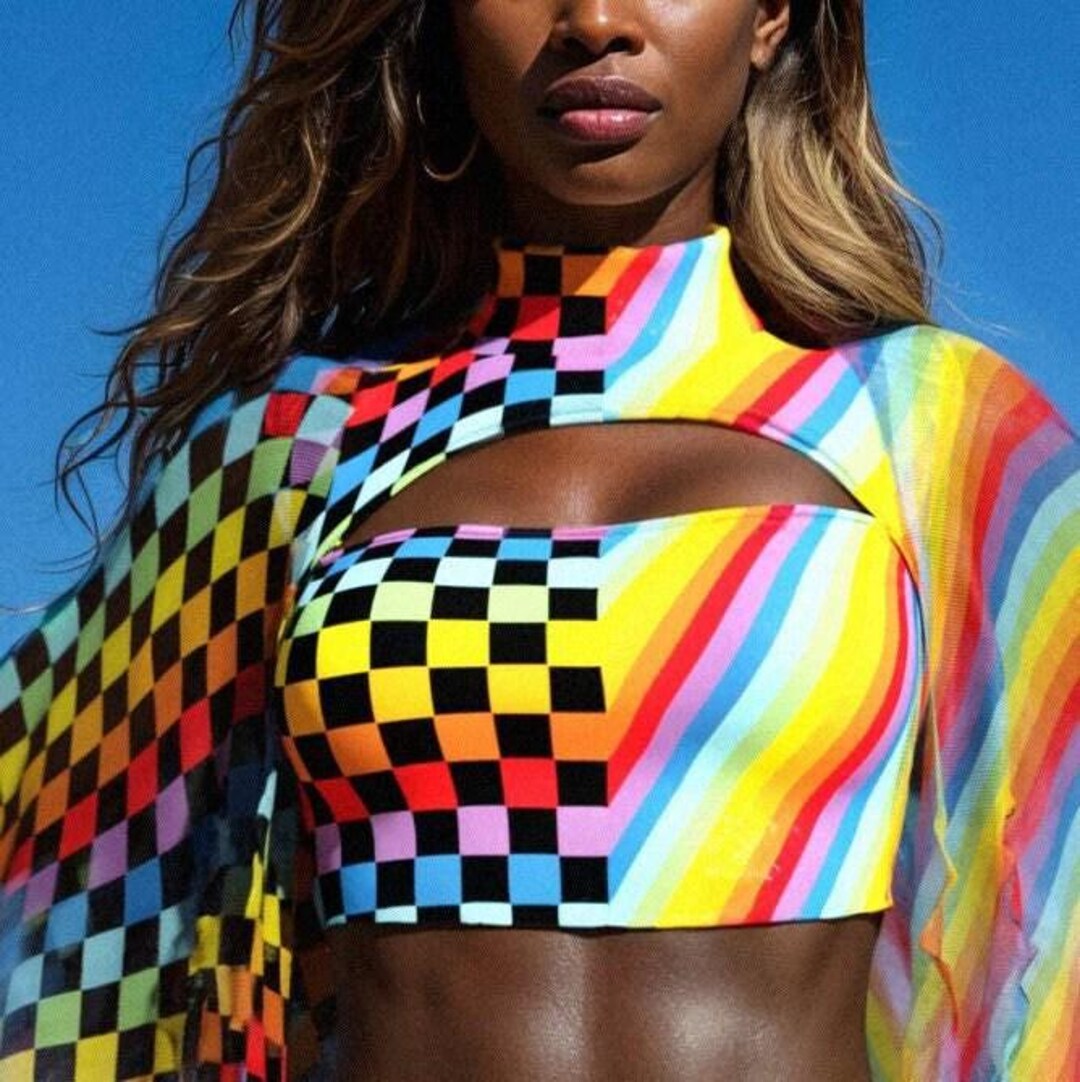 Rainbow Cutout Rave Top: Checkered Past Festival Clothing - Etsy Canada