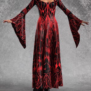 Black Goth Dress, Rave Black Outfit Woman, Gothic Witch Dress, Festival Dress Women, Gothic Dress Women, Witchy Red Dress, Hooded Goth Dress image 5