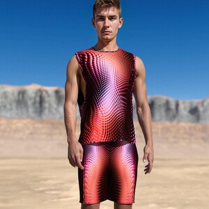 Men Festival Clothing, Male Rave Hooded Set, Rave Tank Set Man, Festival Set For Men, Rave Outfit Men, Psychedelic Set, Festival Outfit Men