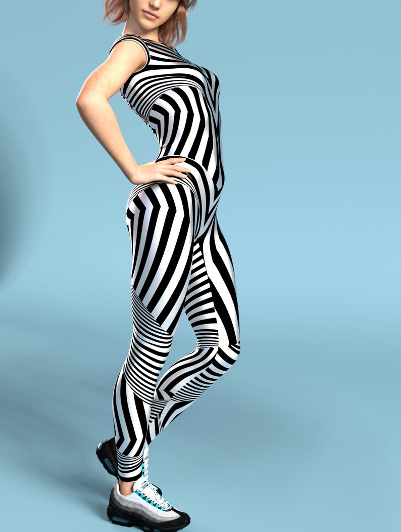 Alternative Yoga Suit Yoga Bodysuit Black and White Print Etsy