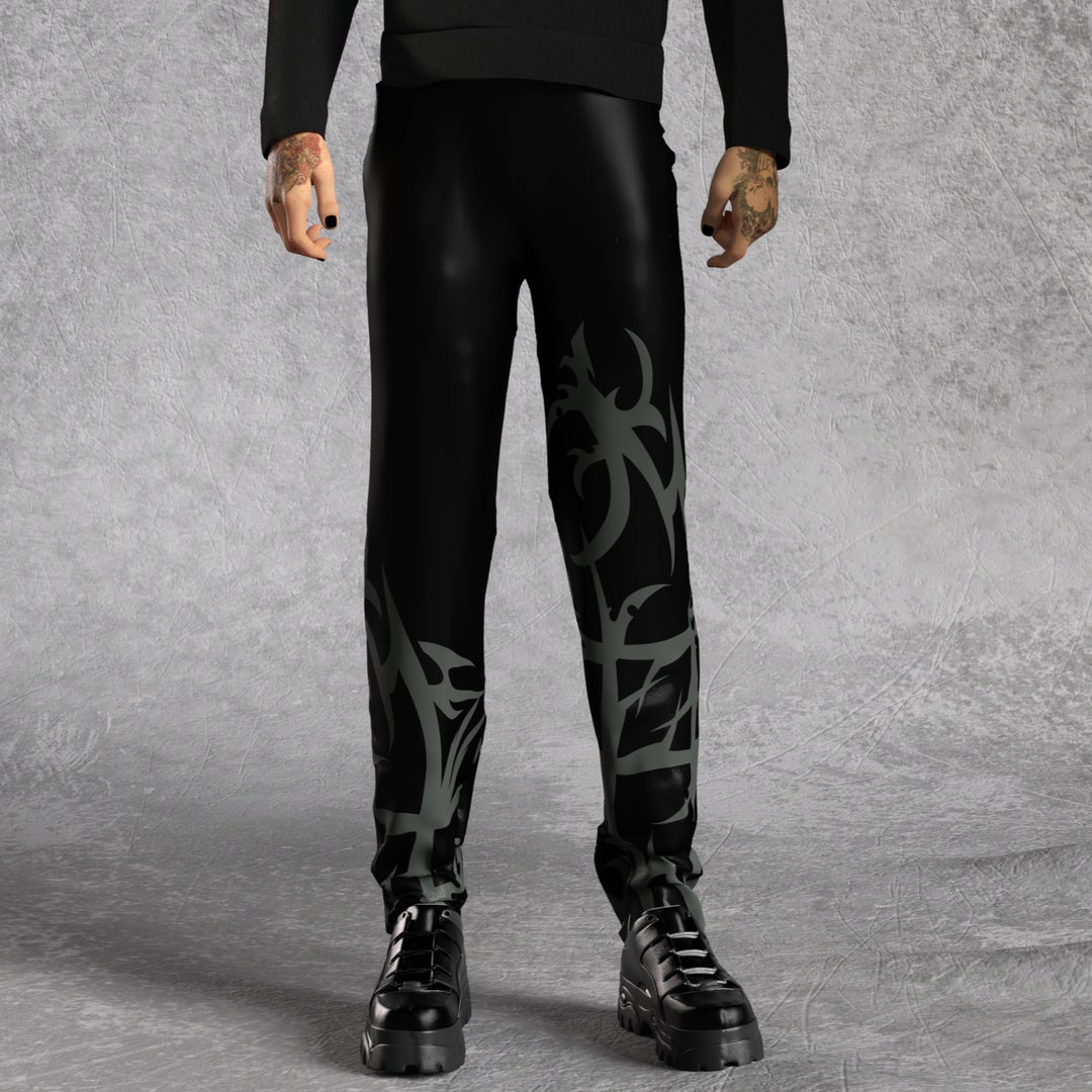 Goth Pants Men Male Gothic Pants Rave Outfit for Men Etsy