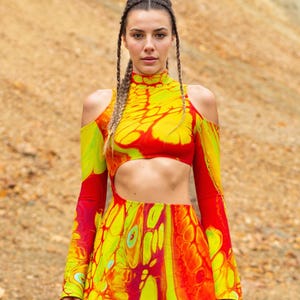 Psychedelic Dress, Rave Dress, Asymmetrical Dress, Rave Outfit Women, Festival Outfit, Festival Dress For Women, Festival Dress For Women