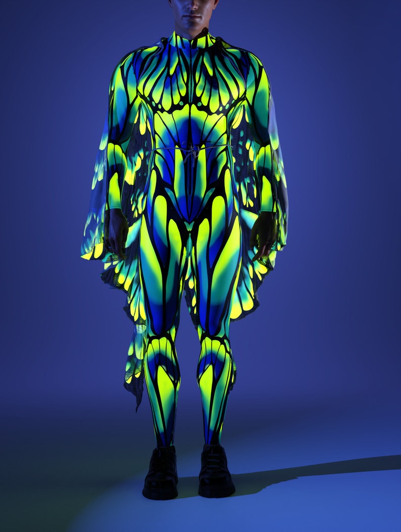 UV Light Costume Man, Performance Costume Man, Neon Costume Men, Festival Costumes Men, Rave Bodysuit Man, Festival Bodysuit, Rave Outfit image 6