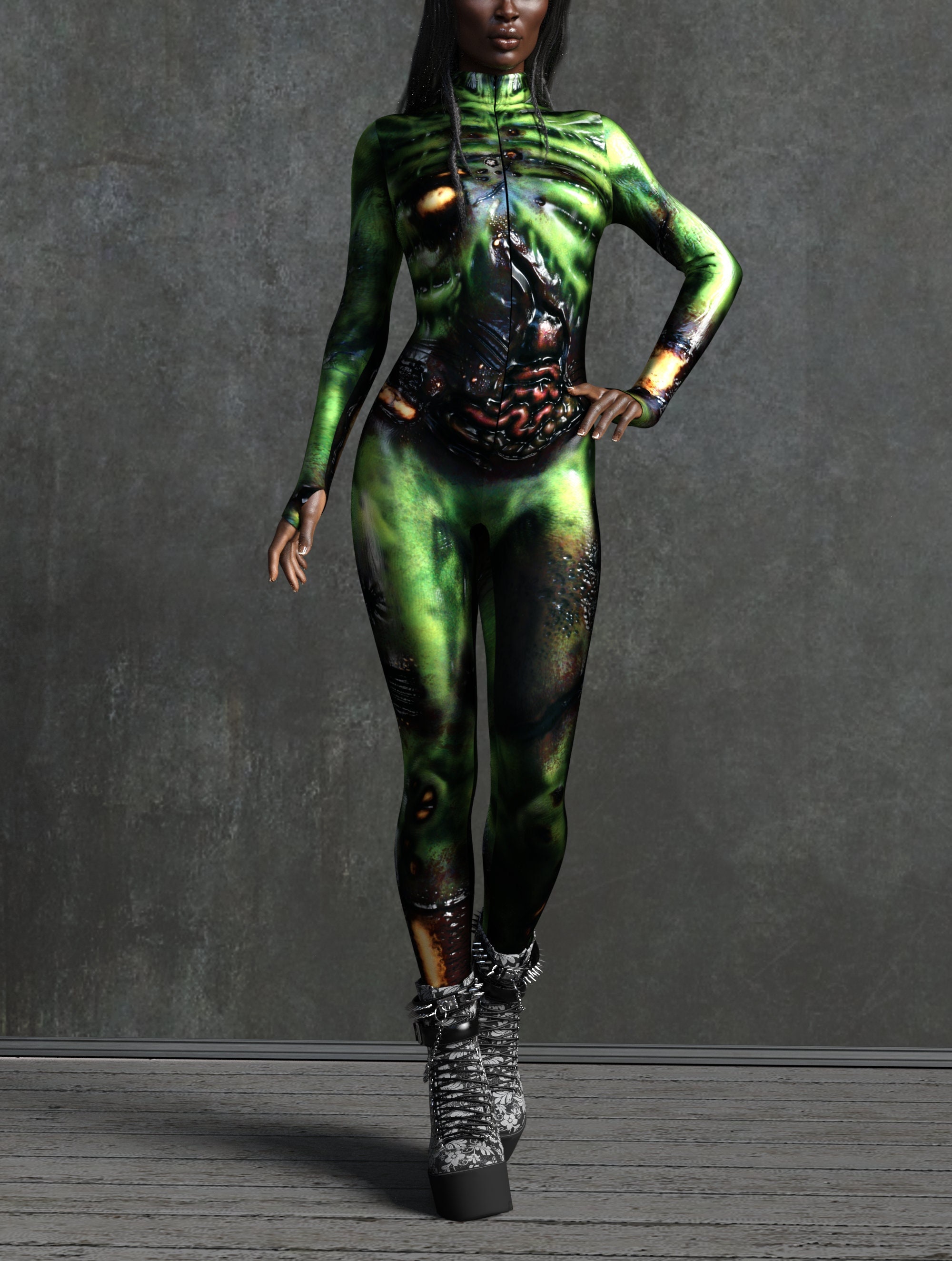 Green zombie wig hot sale