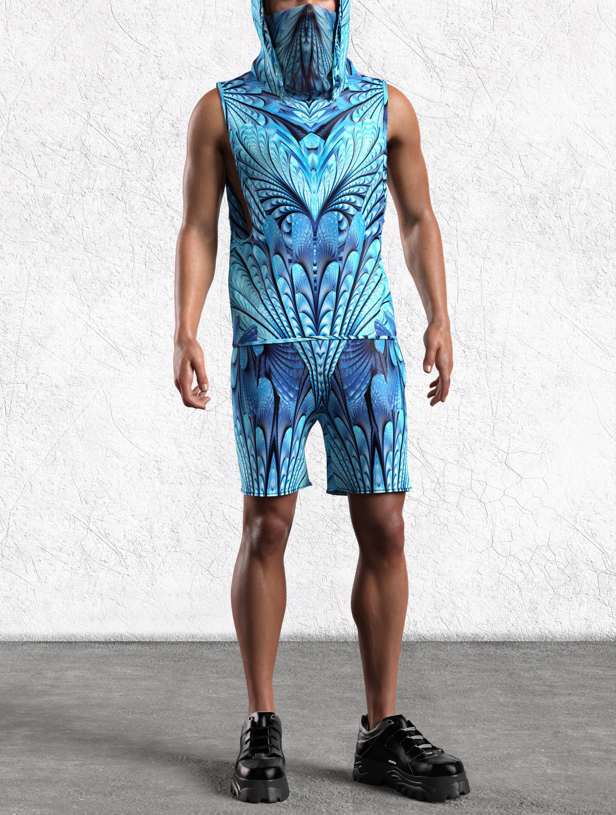 Desert Spirit Rave Outfit: Men's Hooded Tank Top & Biker Shorts - Etsy