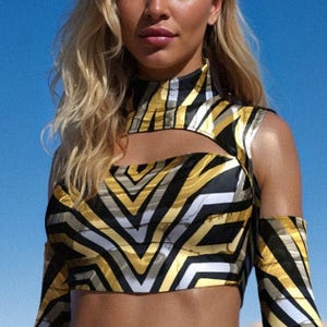 Disco Festival Top, Performance Festival Top, Rave Party Crop Top, Cutout Rave Top, Festival Crop Party Top, Party Top, Rave Outfit Woman