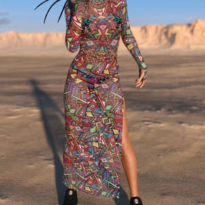 slim fit dress slacks Mazzie Gold by Meghan Noland Boho Sheer Maxi Dress Top main image 1