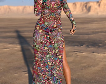 Robe de festival transparente coupée sur le côté pour femme, longue robe rave transparente pour femme, tenue de festival en maille pour femme, robe de festival, tenue rave pour femme