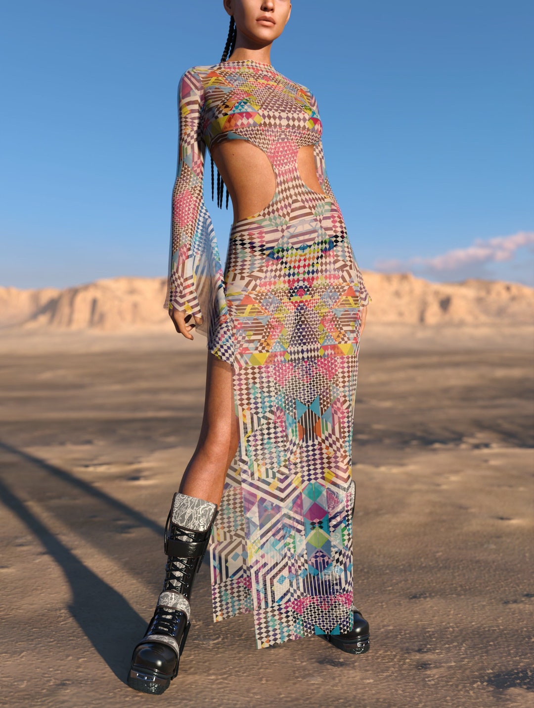 mesh dress festival look Transparent Mesh Dress – Festigal