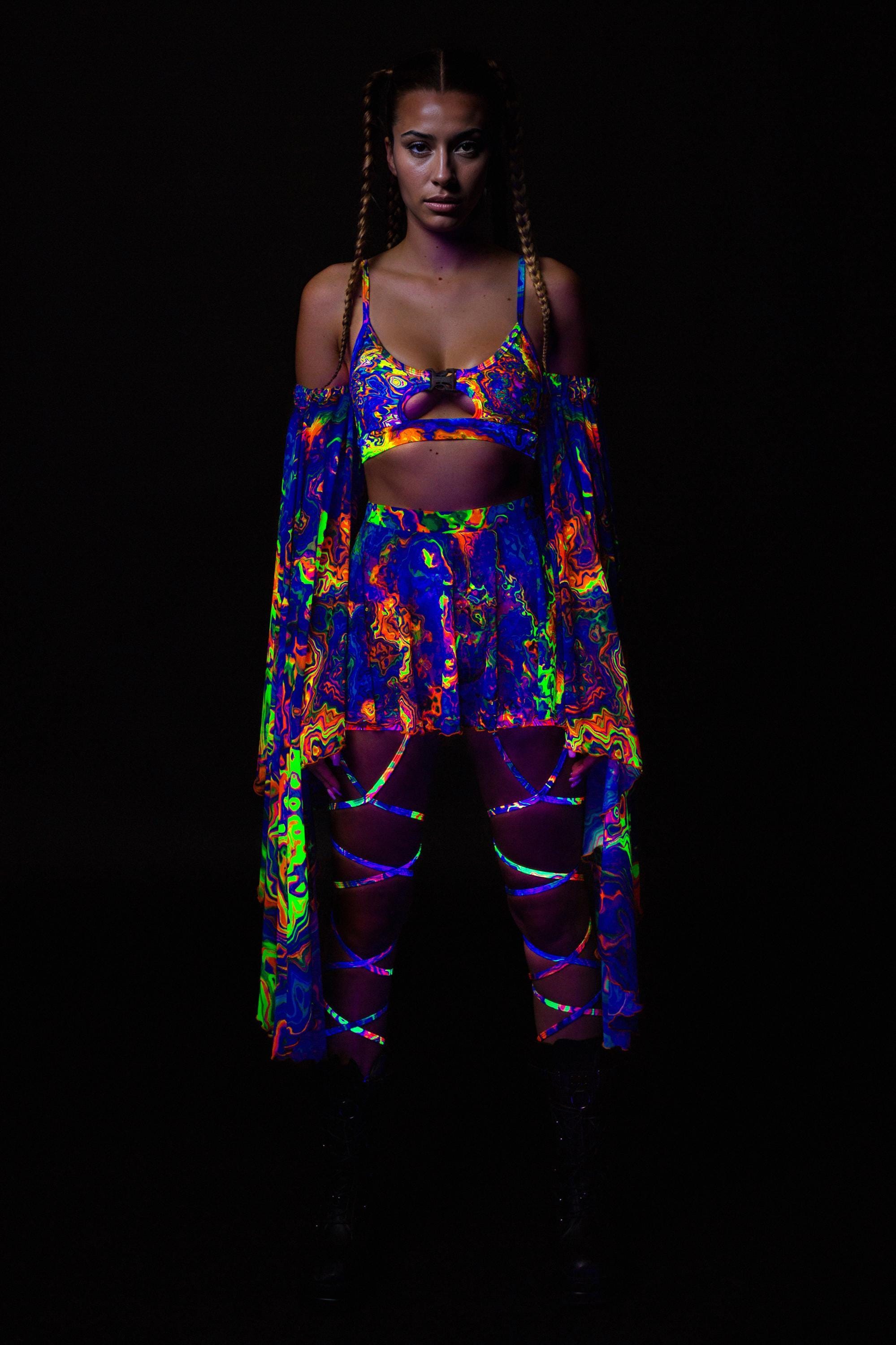 UV Psychedelic Set, Trippy Rave Set, Festival Outfit for Women ...