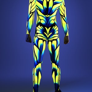 UV Light Costume Man, Performance Costume Man, Neon Costume Men, Festival Costumes Men, Rave Bodysuit Man, Festival Bodysuit, Rave Outfit image 8