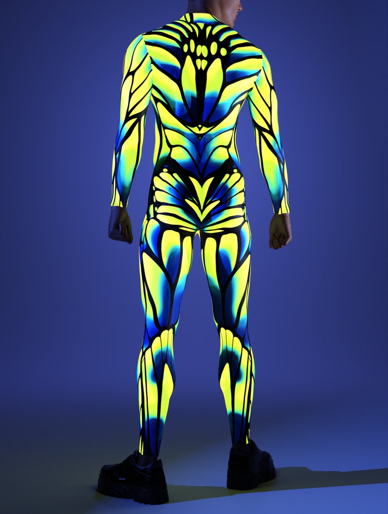 UV Light Costume Man, Performance Costume Man, Neon Costume Men, Festival Costumes Men, Rave Bodysuit Man, Festival Bodysuit, Rave Outfit image 8