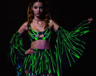 UV Festival Set, Trippy Rave Set, Buckle Angel Set, Festival Outfit For Women, UV Festival Sexy Set, UV Festival Clothing, Festival Fashion