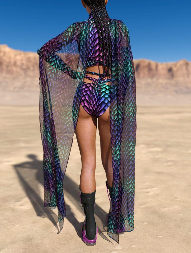 Top corto con cutout rave: top corto trasparente per festival, outfit psichedelico immagine 3