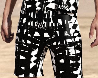 Disturbia Rave Herren Shorts: Black & White Festival Disco Outfit