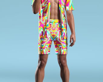 Men's Rave Kimono: Psychedelic Festival Outfit