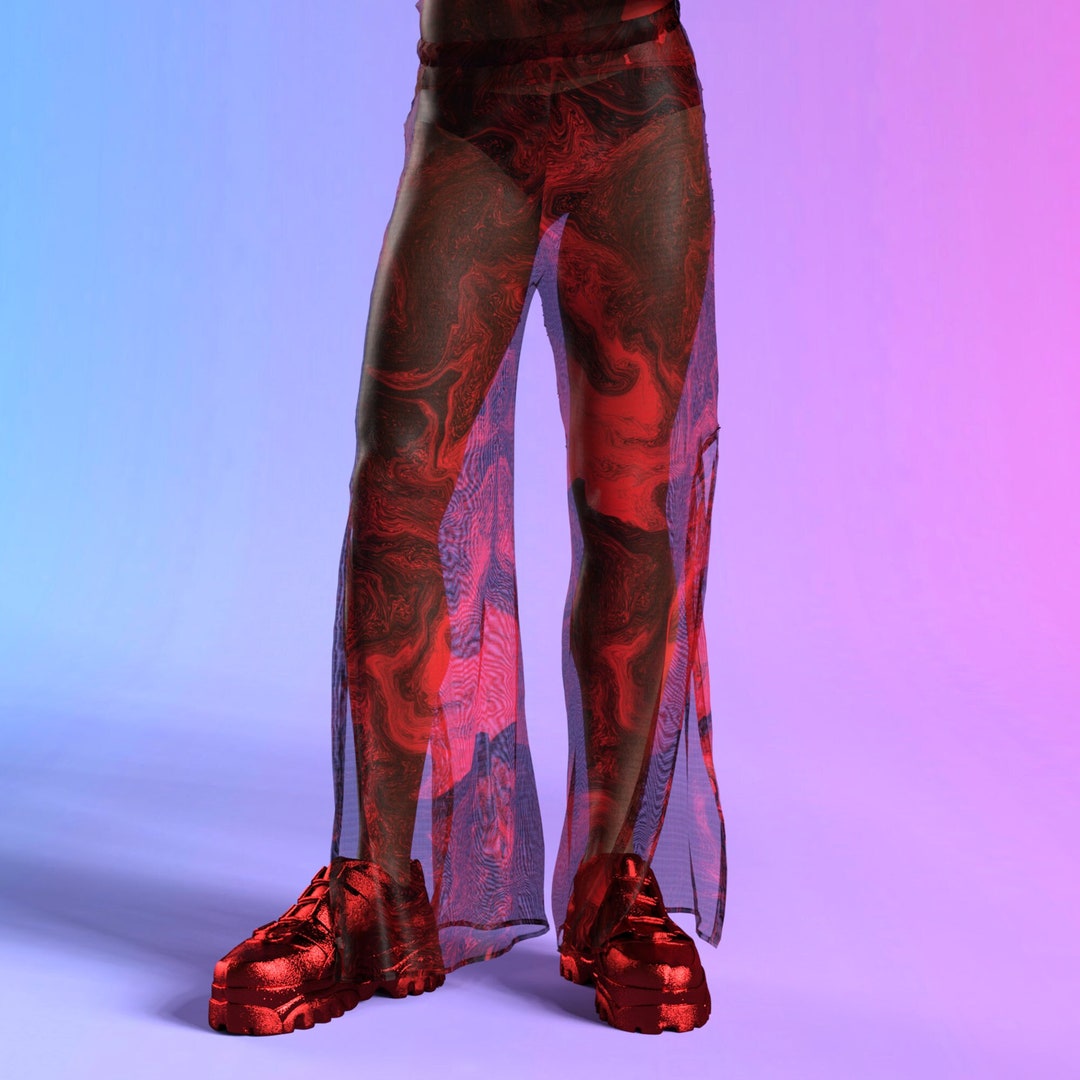 Rave Pants for Men, Disco Rave Pants, Festival Transparent Male Pants ...