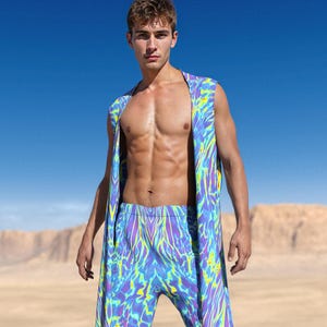 Psychedelic Men Set, Rave Vest Set Men, Rave Outfit Men, Festival Men Clothing, Male Fashion Set, Festival Outfit Man, Festival Costume Men