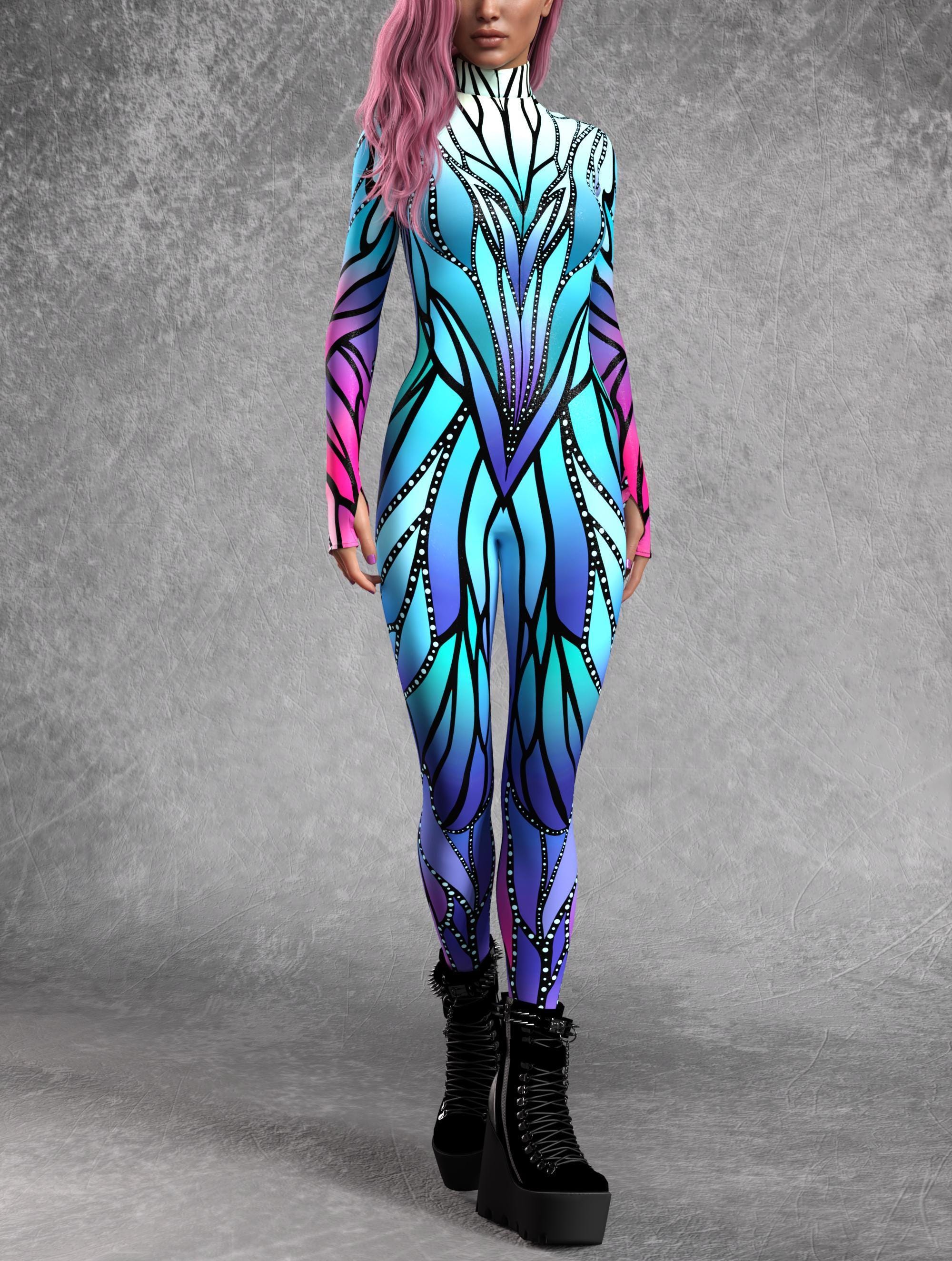 Azure Elemental Costume: Women's Festival Bodysuit With Wings - Etsy