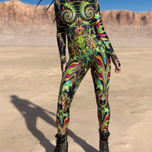 Psychedelic Bodysuit, Rave Outfit, Rave Costume, Festival Clothing Women, Psychedelic Catsuit, Burning Man Clothing, Festival Outfit