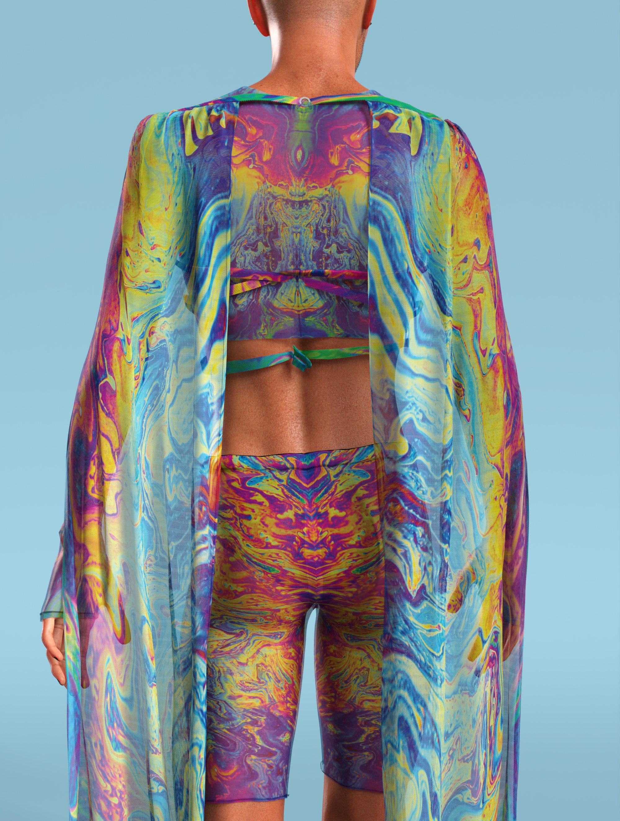 Rave Transparent Mesh Top, Festival Male Cutout Top, Liquid Male Mesh ...