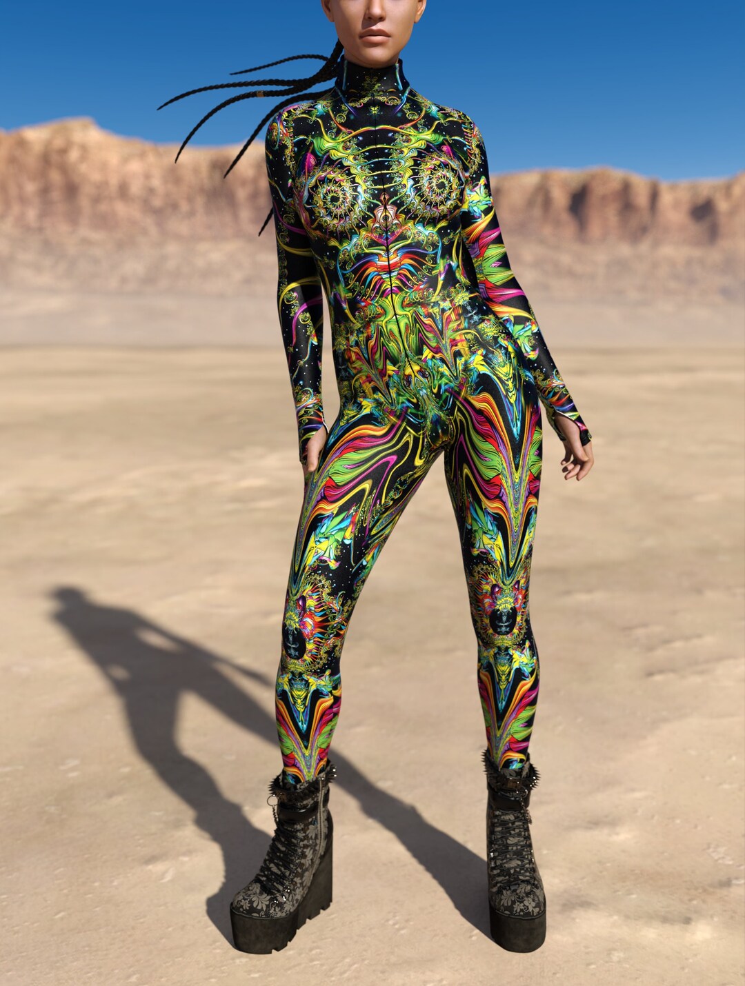 Psychedelic Bodysuit, Rave Outfit, Rave Costume, Festival Clothing